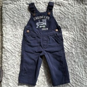 OshKosh B'gosh Blue and White Engineer's Crew Overalls Relaxed Fit size 6 months